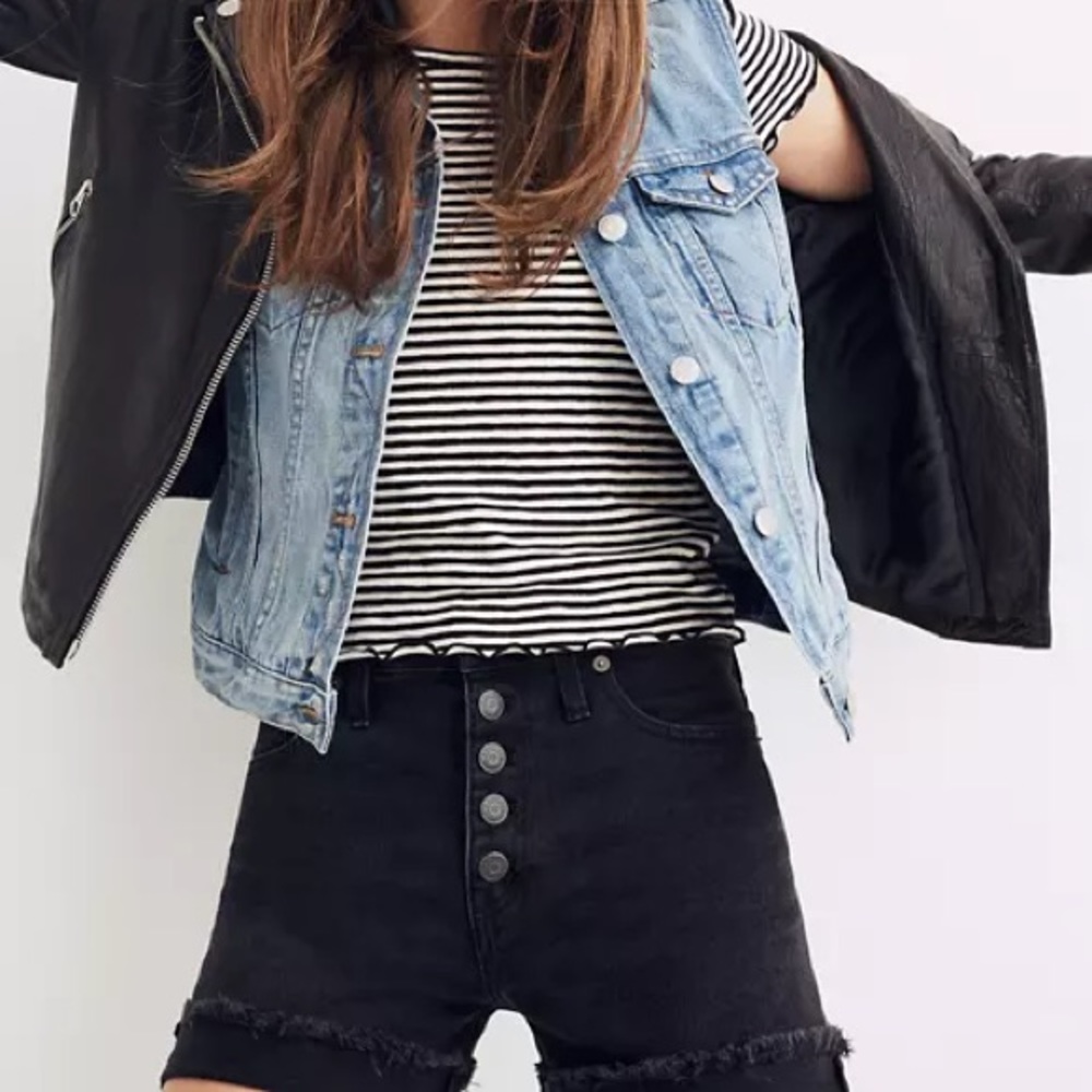 Madewell High-Rise Denim Boyshorts: Button-through